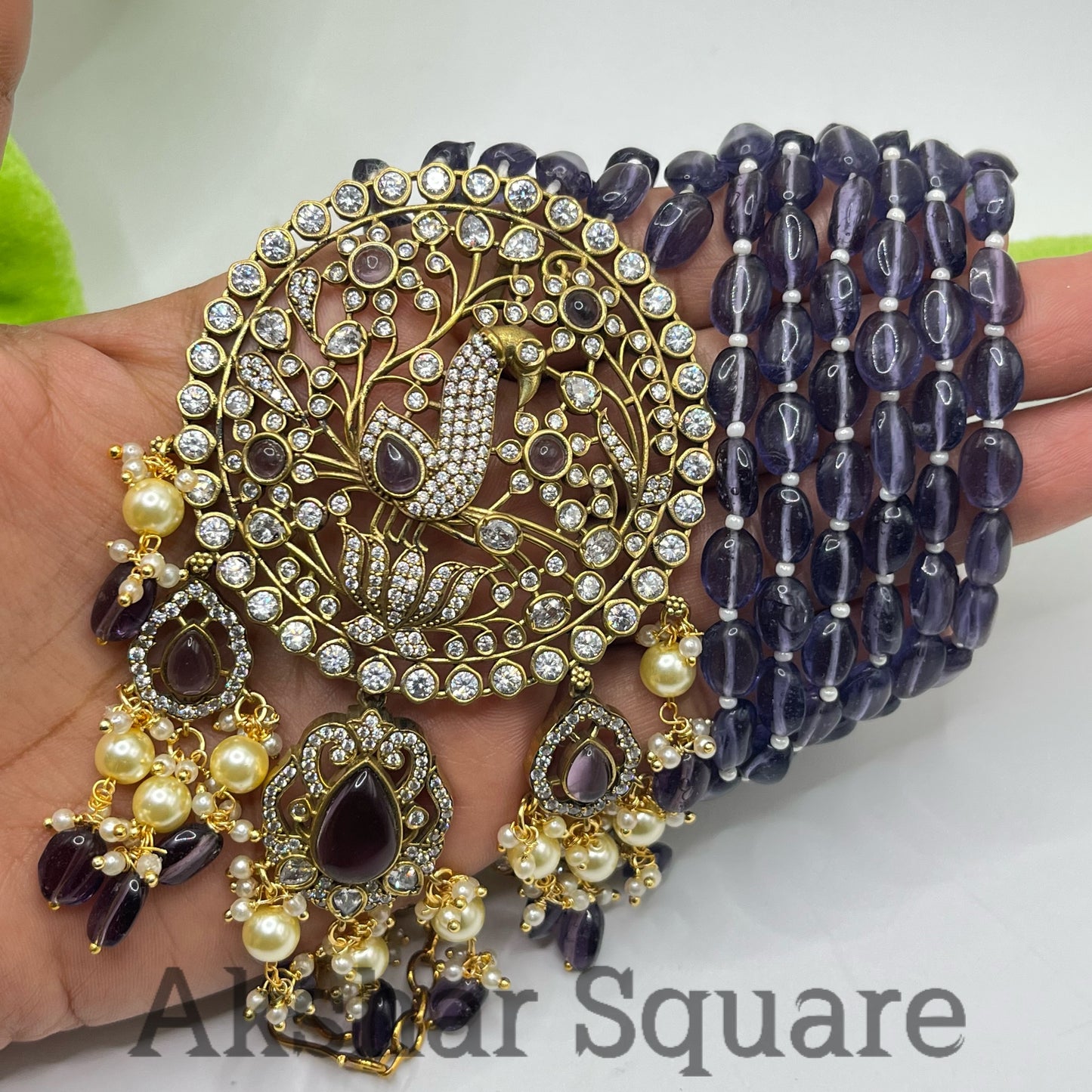 Antique Victorian Three Layer Peacock Mala set