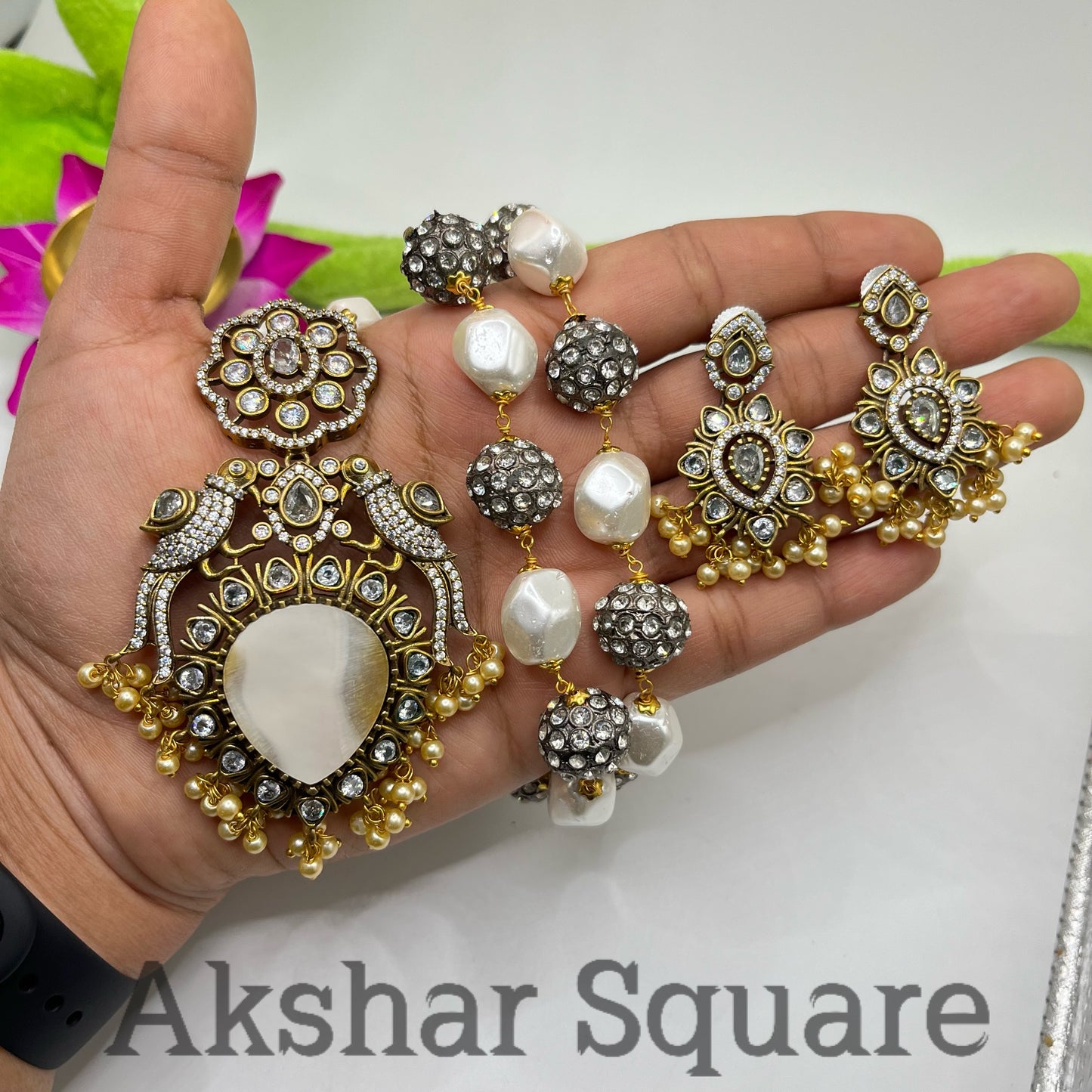 Antique Victorian Mother of Pearl Mala set