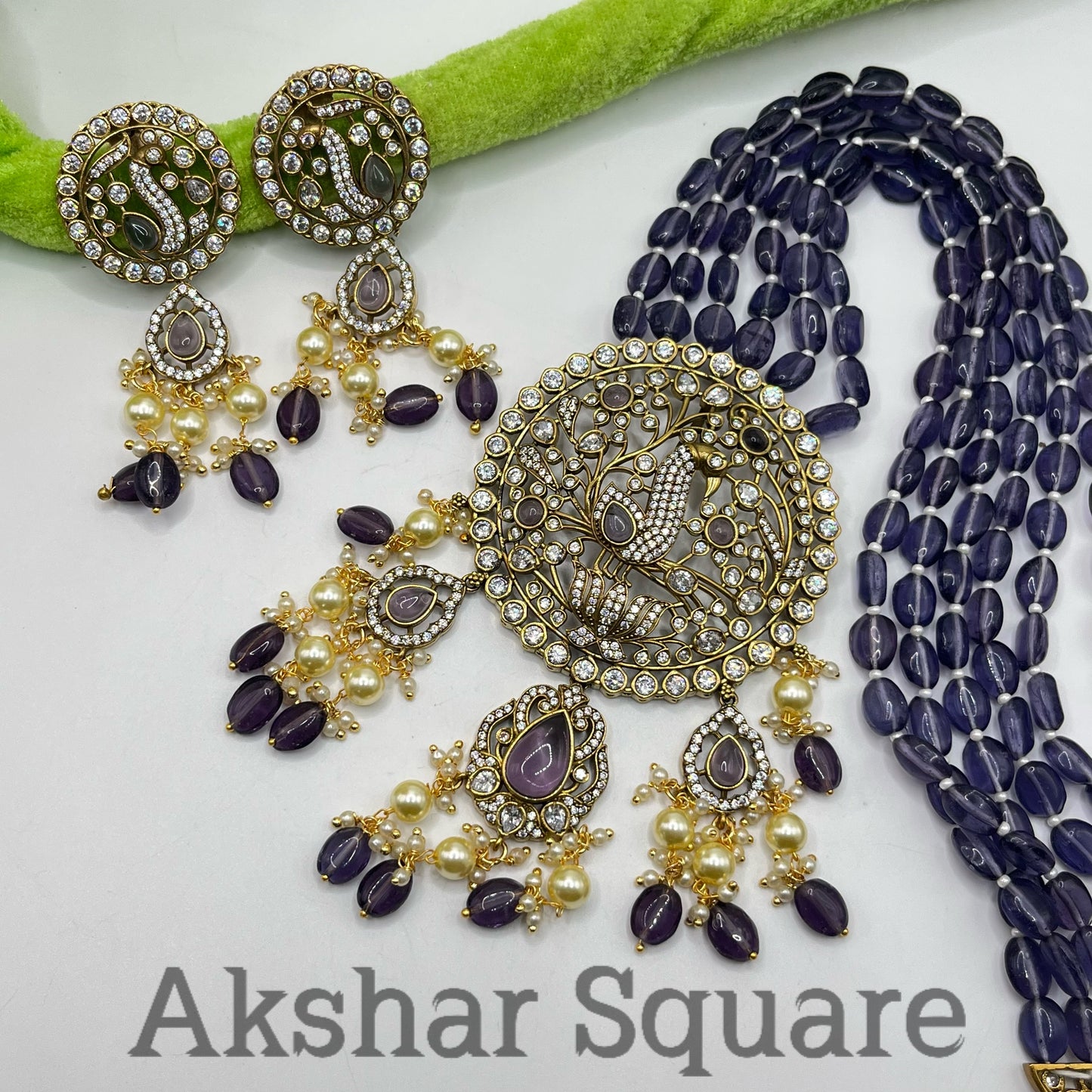 Antique Victorian Three Layer Peacock Mala set