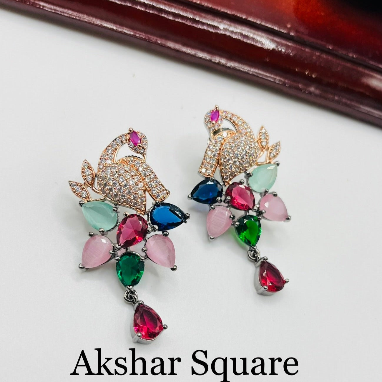 Victorian CZ Peacock Earrings