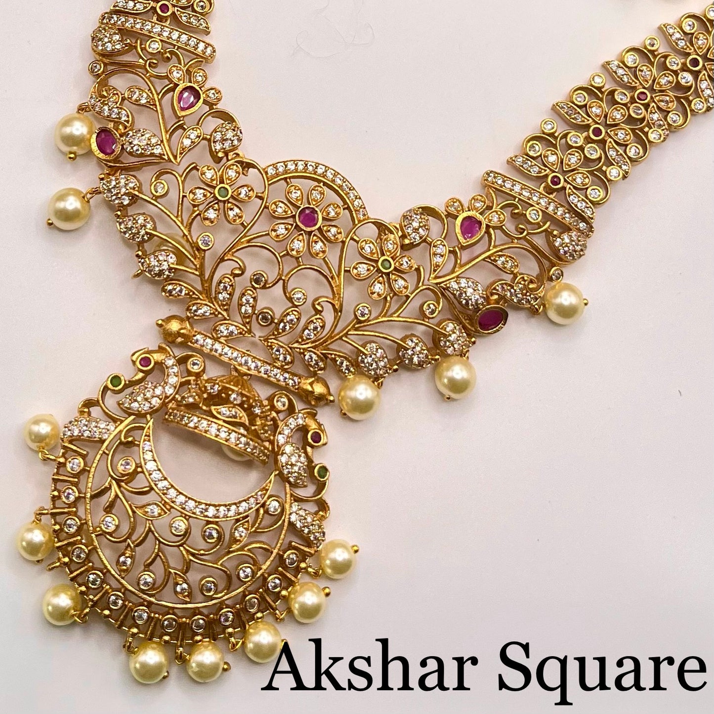 Matt gold finish bridal haaram set