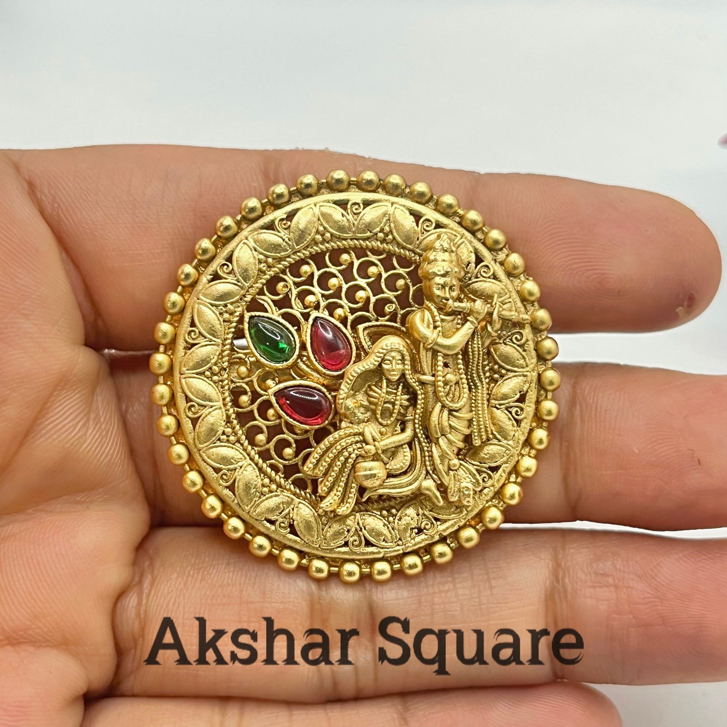 Rajwadi gold Radhe krishna Finger ring