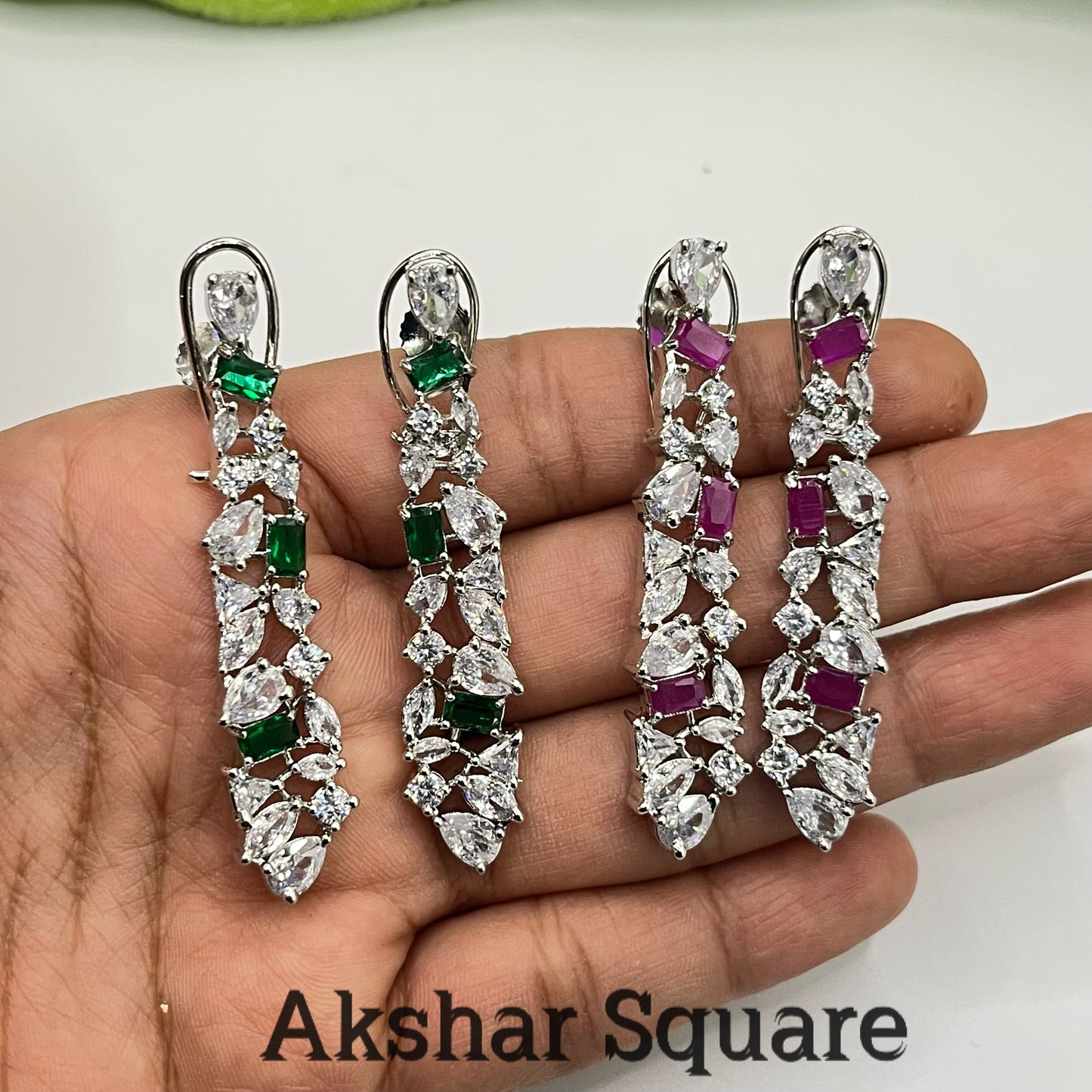 Rhodium CZ Earrings