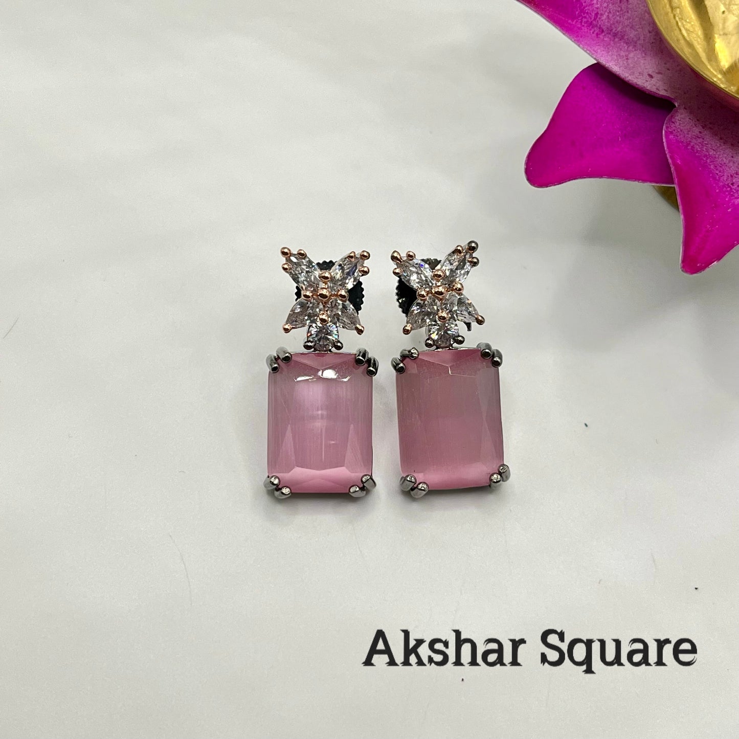 Victorian Rose CZ earrings