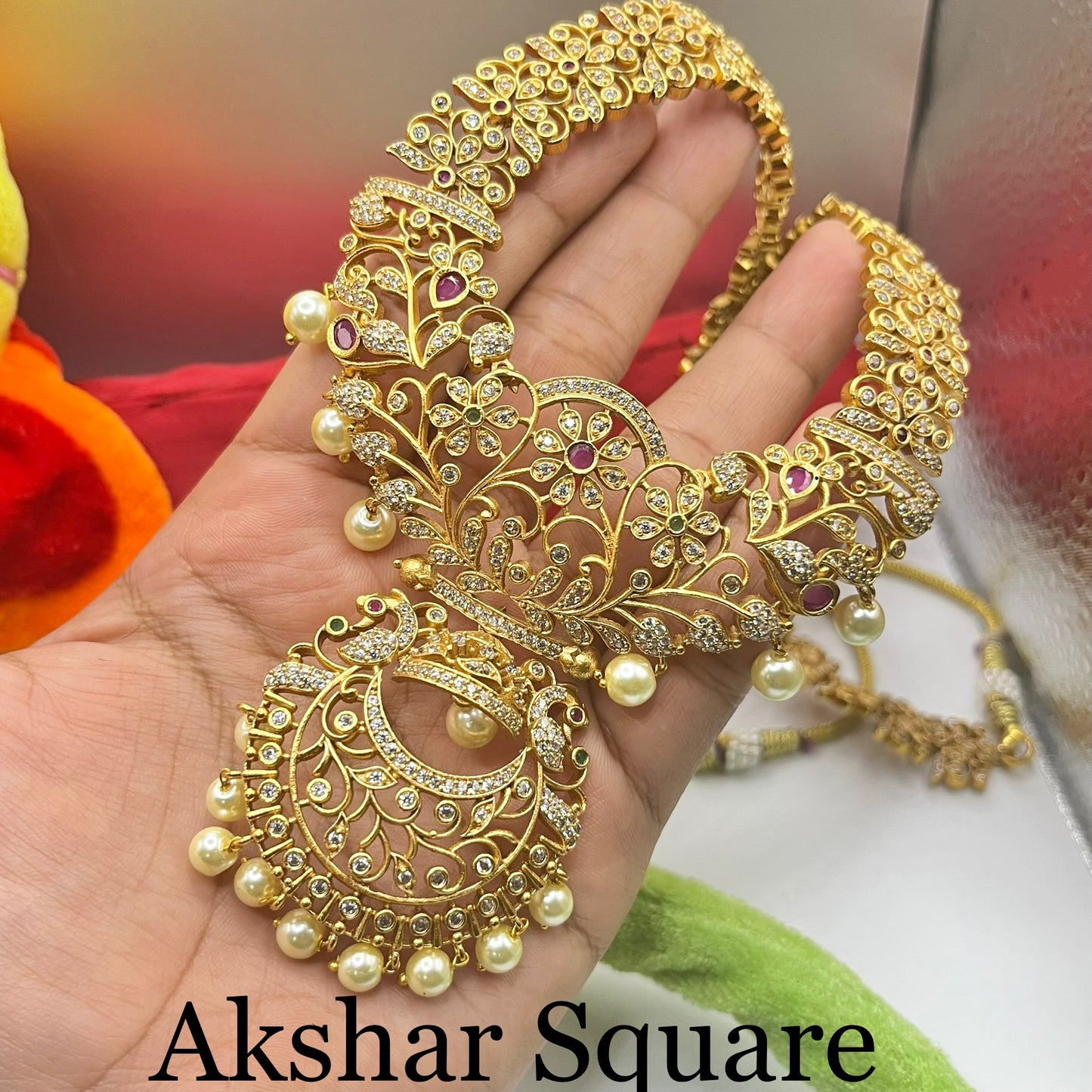 Matt gold finish bridal haaram set