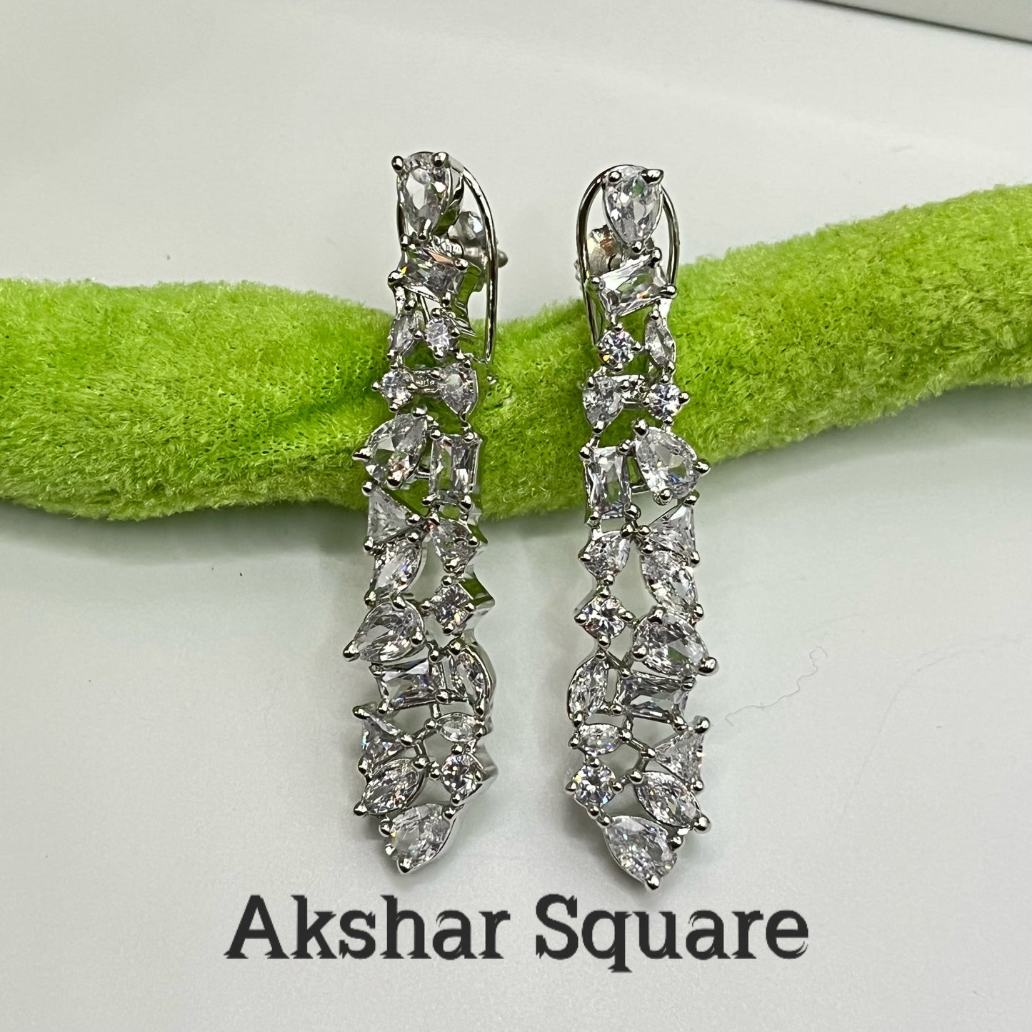 Rhodium CZ Earrings