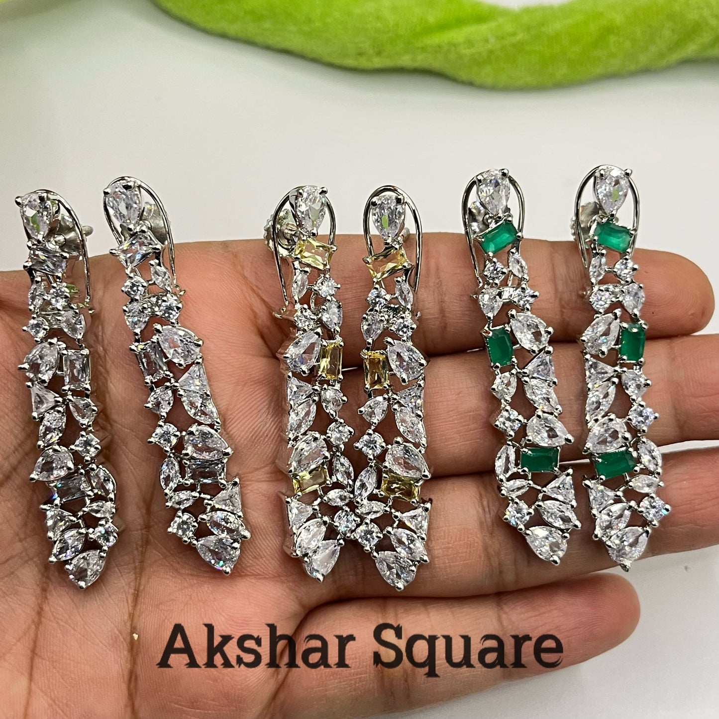 Rhodium CZ Earrings