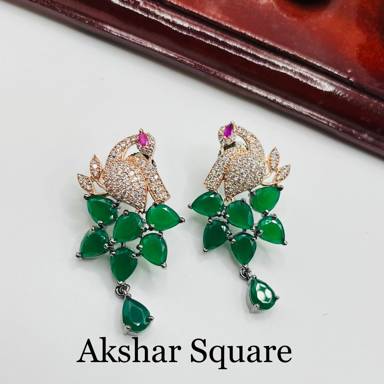 Victorian CZ Peacock Earrings