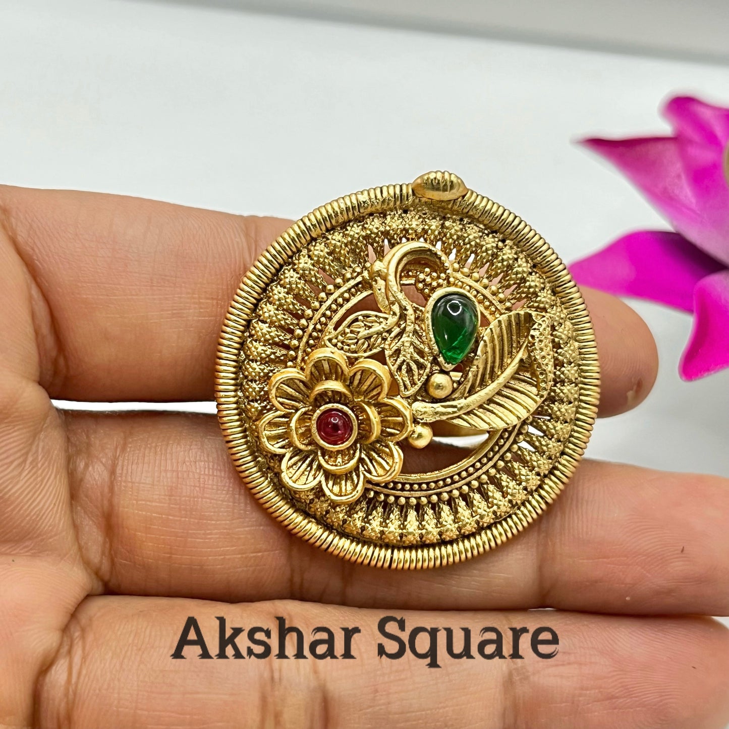 Rajwadi gold polish finger ring