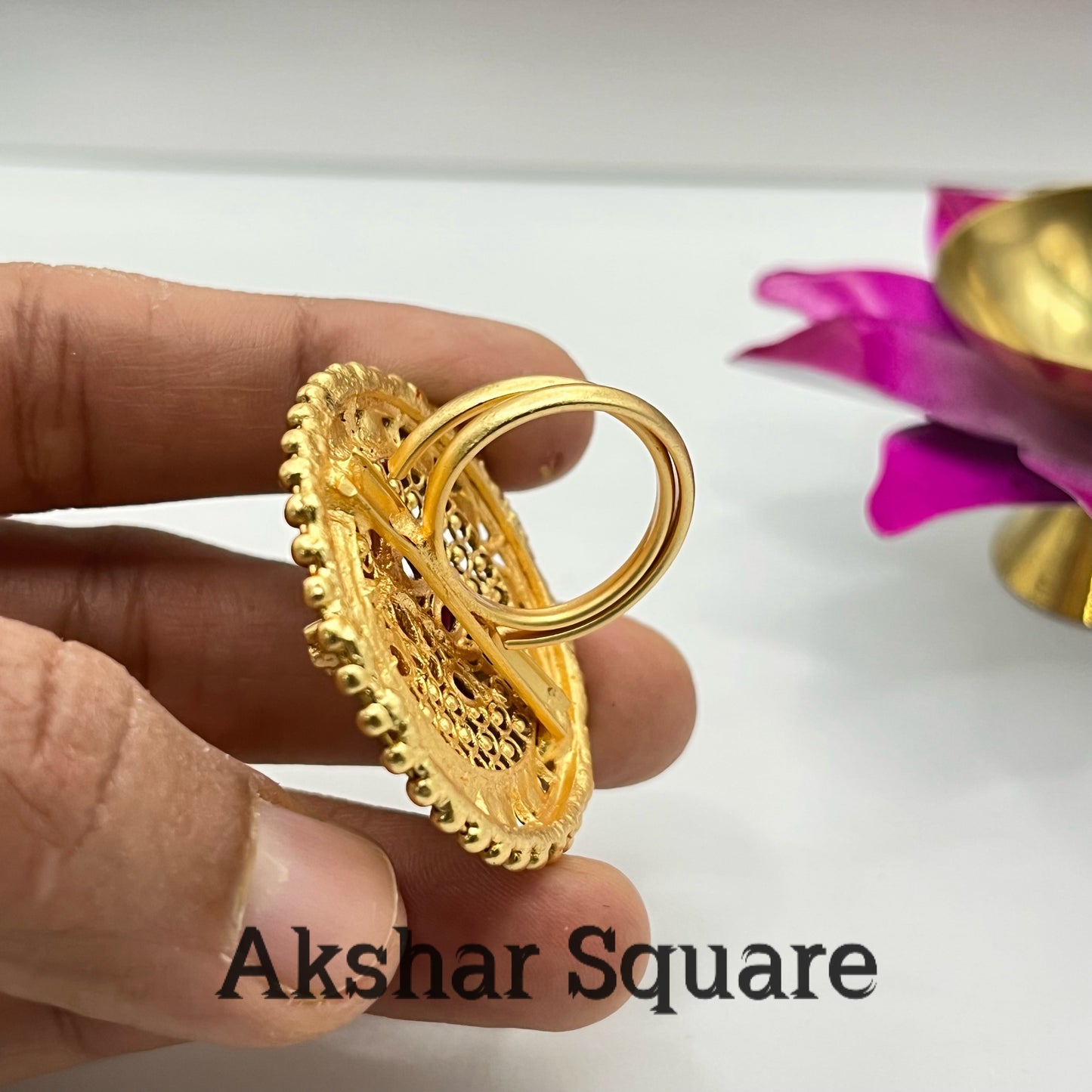 Rajwadi gold polish finger ring