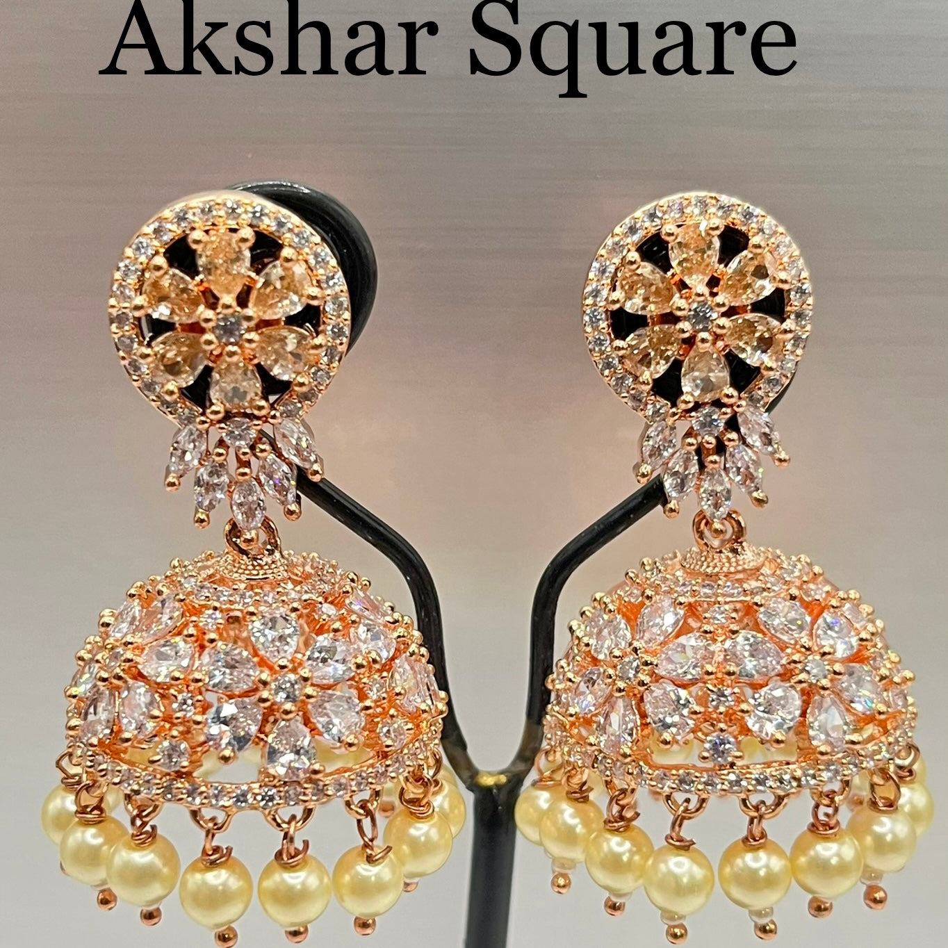 Rosegold CZ Jumka Earrings