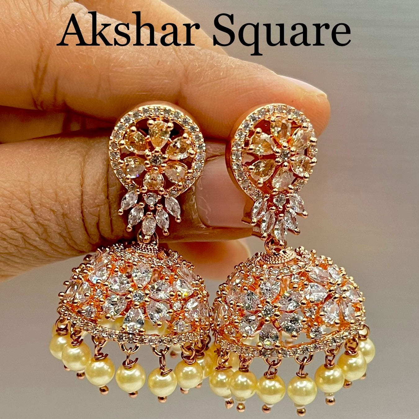 Rosegold CZ Jumka Earrings