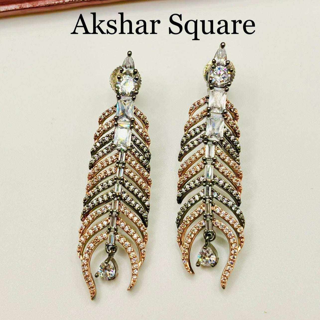 Peacock feather CZ Earrings