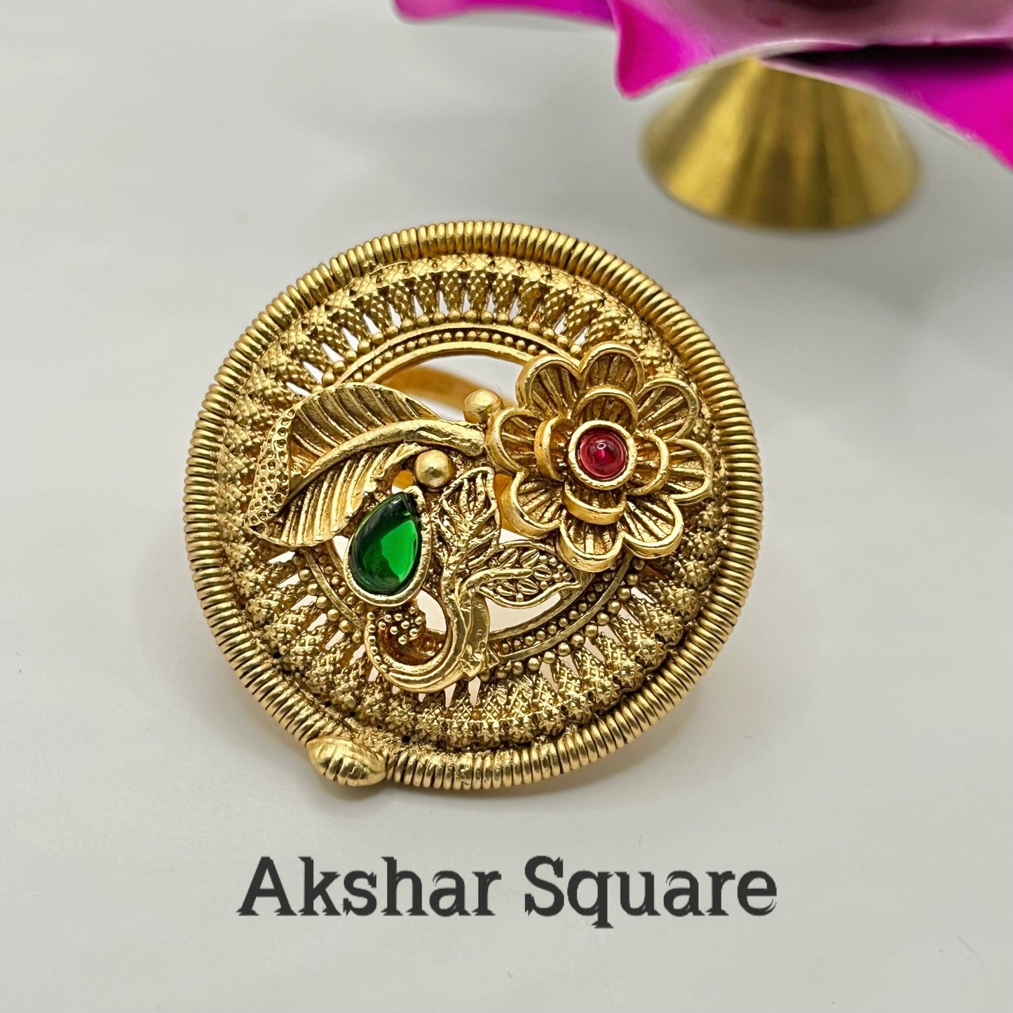 Rajwadi gold polish finger ring