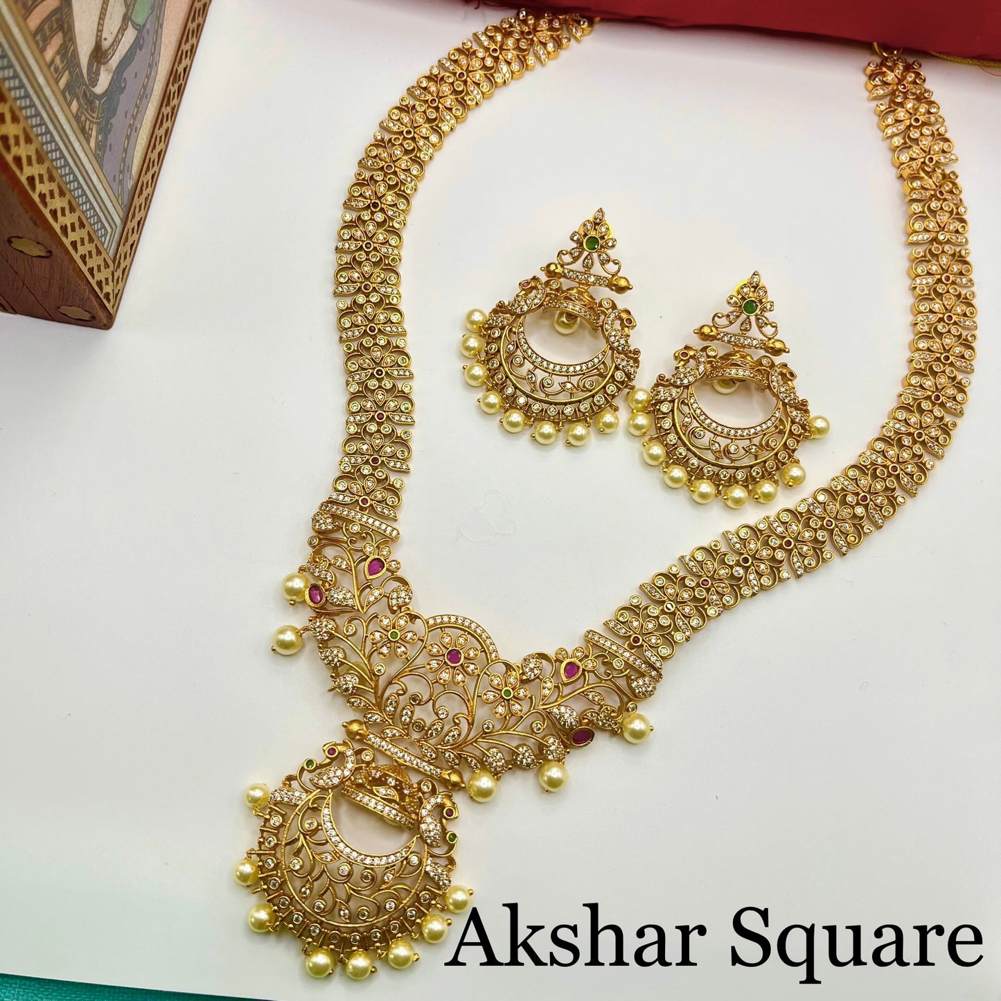 Matt gold finish bridal haaram set