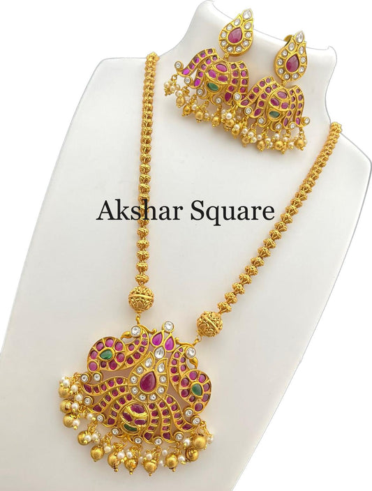 Kempu stone necklace set