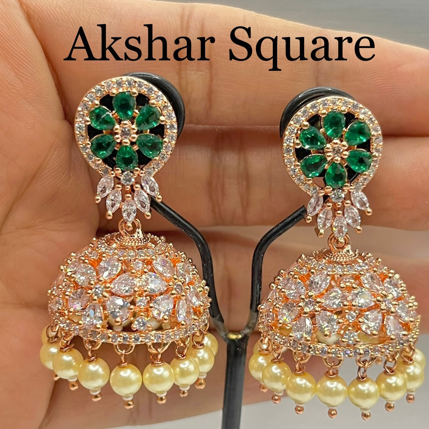 Rosegold CZ Jumka Earrings