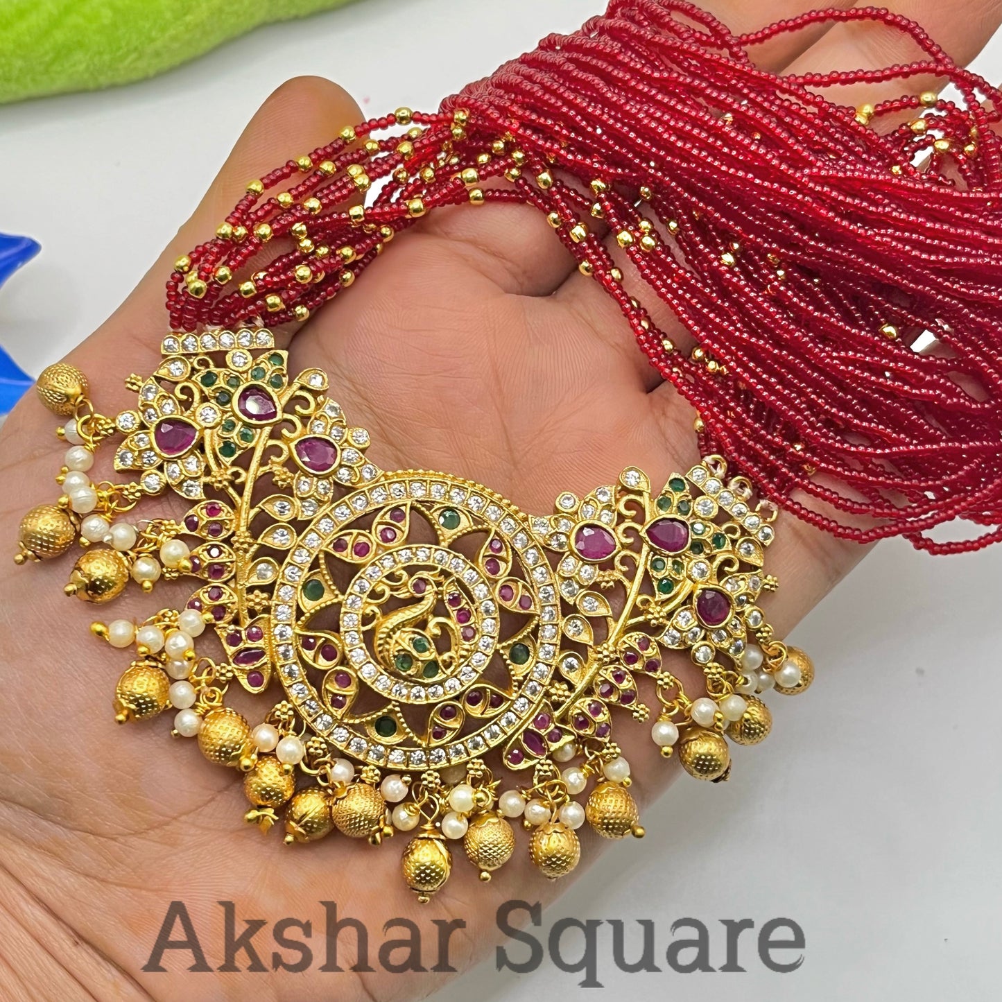 Crystal beads mala necklace set