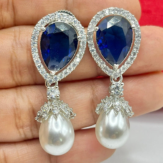 CZ Pearl Drop Earrings