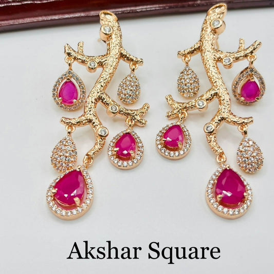 Rosegold CZ Branch Design Earrings