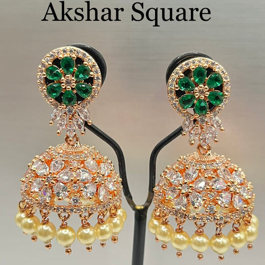 Rosegold CZ Jumka Earrings