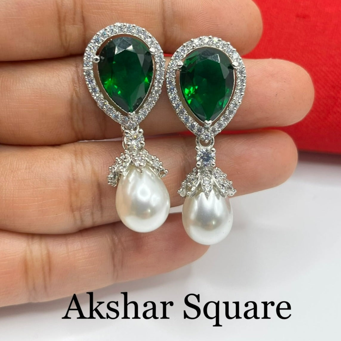 CZ Pearl Drop Earrings