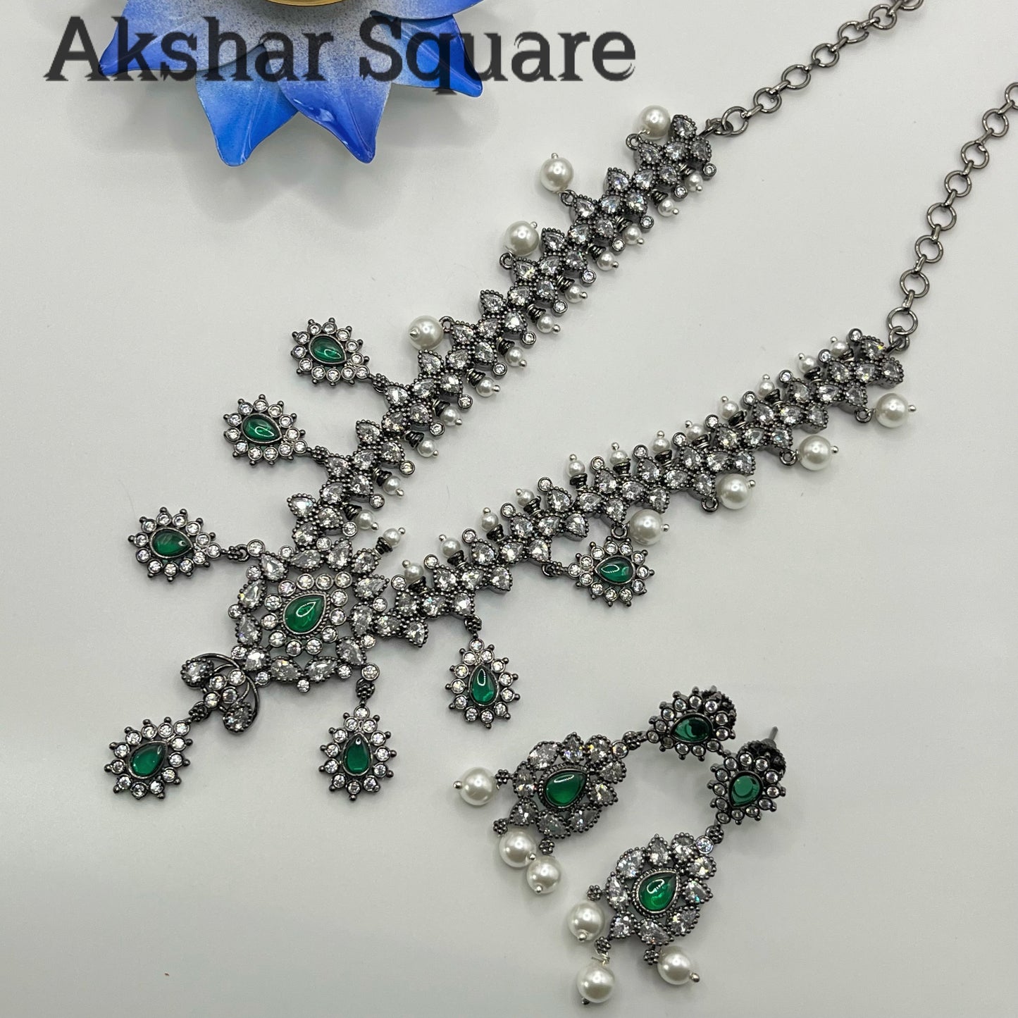 Victorian Monalisa stone Necklace set