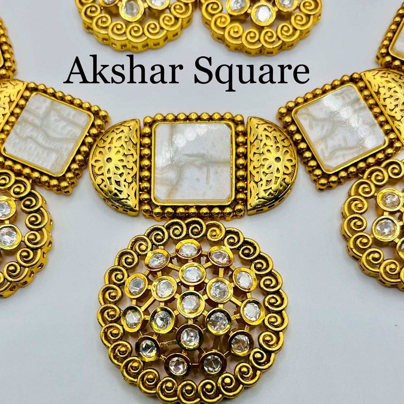 Rajwadi gold polish kundan necklace set