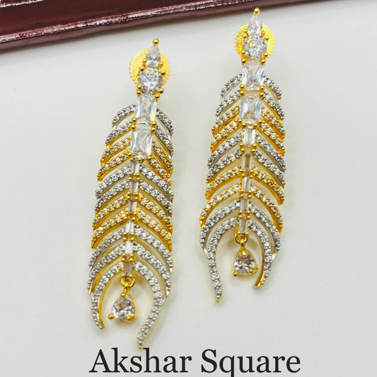 Peacock feather CZ Earrings