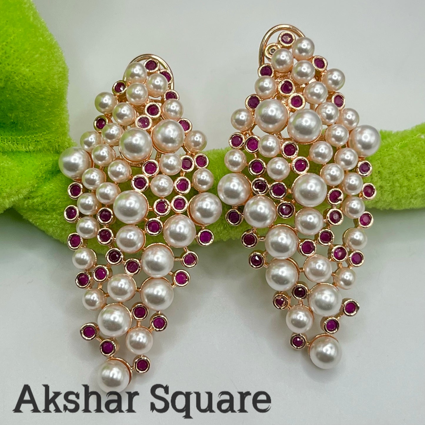 Rosegold CZ Pearl Earrings