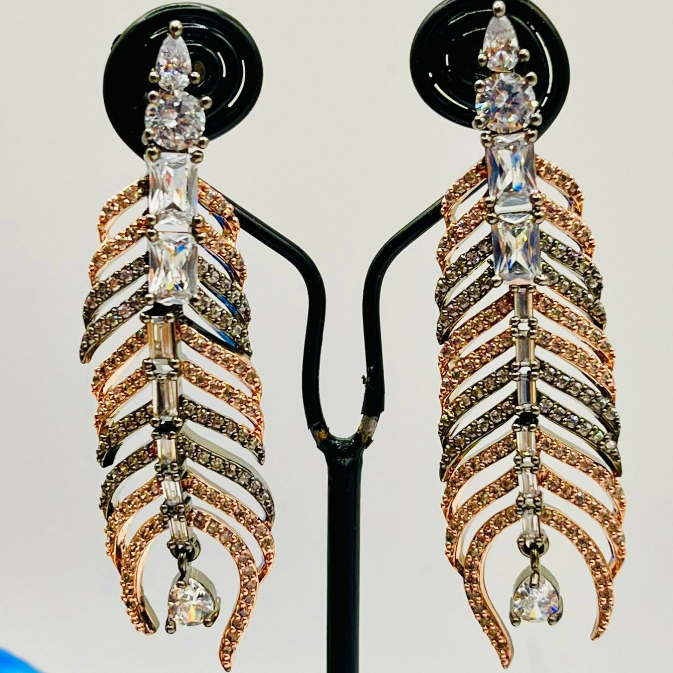 Peacock feather CZ Earrings
