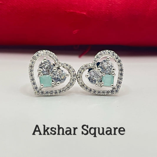 Rhodium CZ Stud Earrings