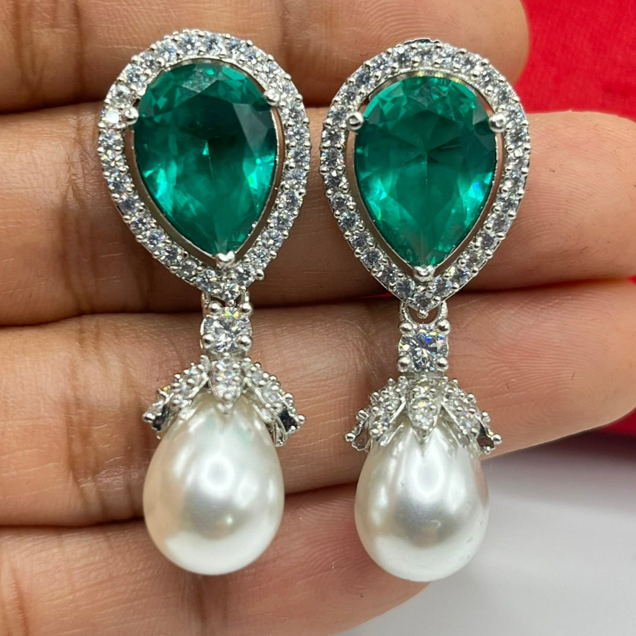 CZ Pearl Drop Earrings