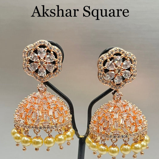 CZ flower jumka earrings